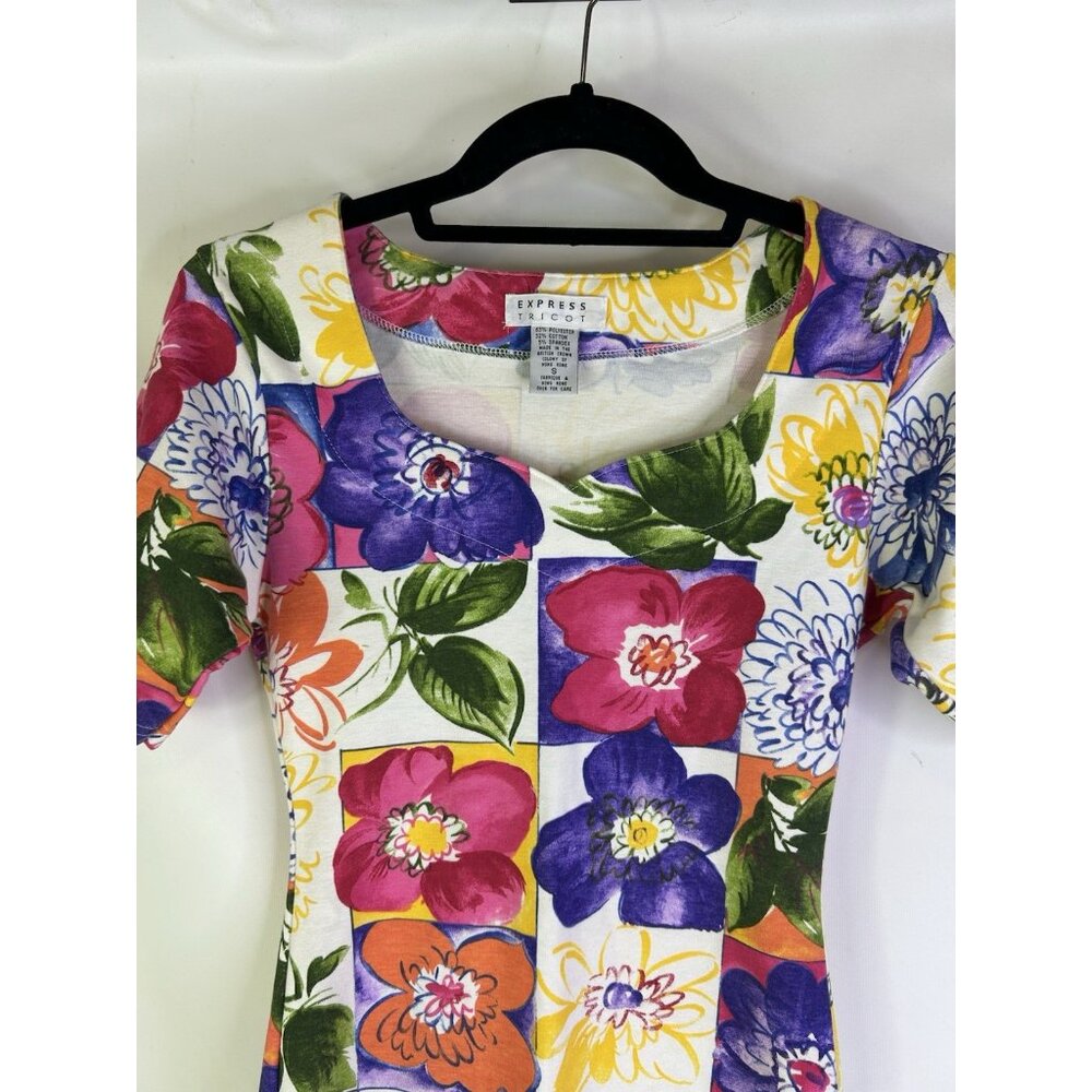 Vintage 90s Express Rainbow Patchwork Floral Penc… - image 3